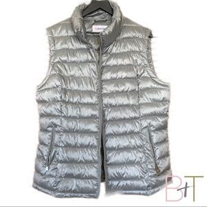 Calvin Klein Puffer Vest in Metallic Silver